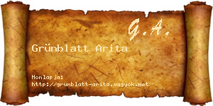 Grünblatt Arita névjegykártya